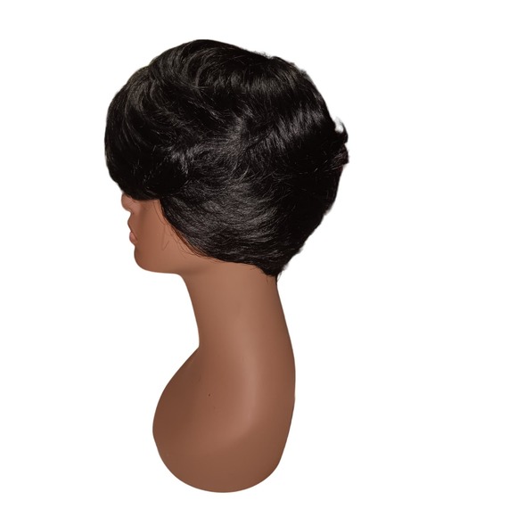 Short Pixie Cut Human Hair Wig with Bangs - Picture 4 of 5